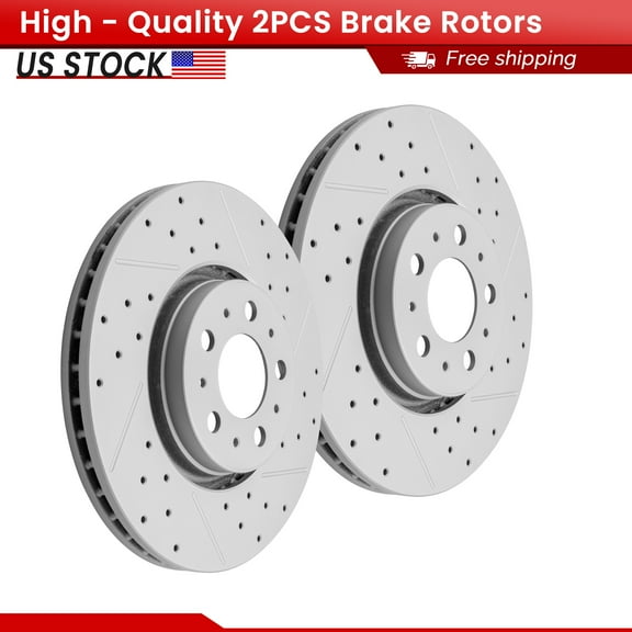 ACB ZONE Front Brake Rotors Set for 2003 - 2014 Volvo XC90, Drilled & Slotted Disc Rotors Kit (980275)