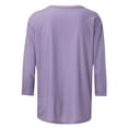 thumbnail image 4 of Aueoeo Women's Daily Printed Patterns 3/4 Sleeve Round Neck T-Shirts Casual Pullover Tops for Summer Outdoor (S–Xxl),Purple,L, 4 of 5