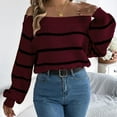 thumbnail image 5 of Fjofpr off Shoulder Tops Women Women's Striped off the Shoulder Long Sleeve Knit Sweater Blouse Cold Shoulder Tops, 5 of 6