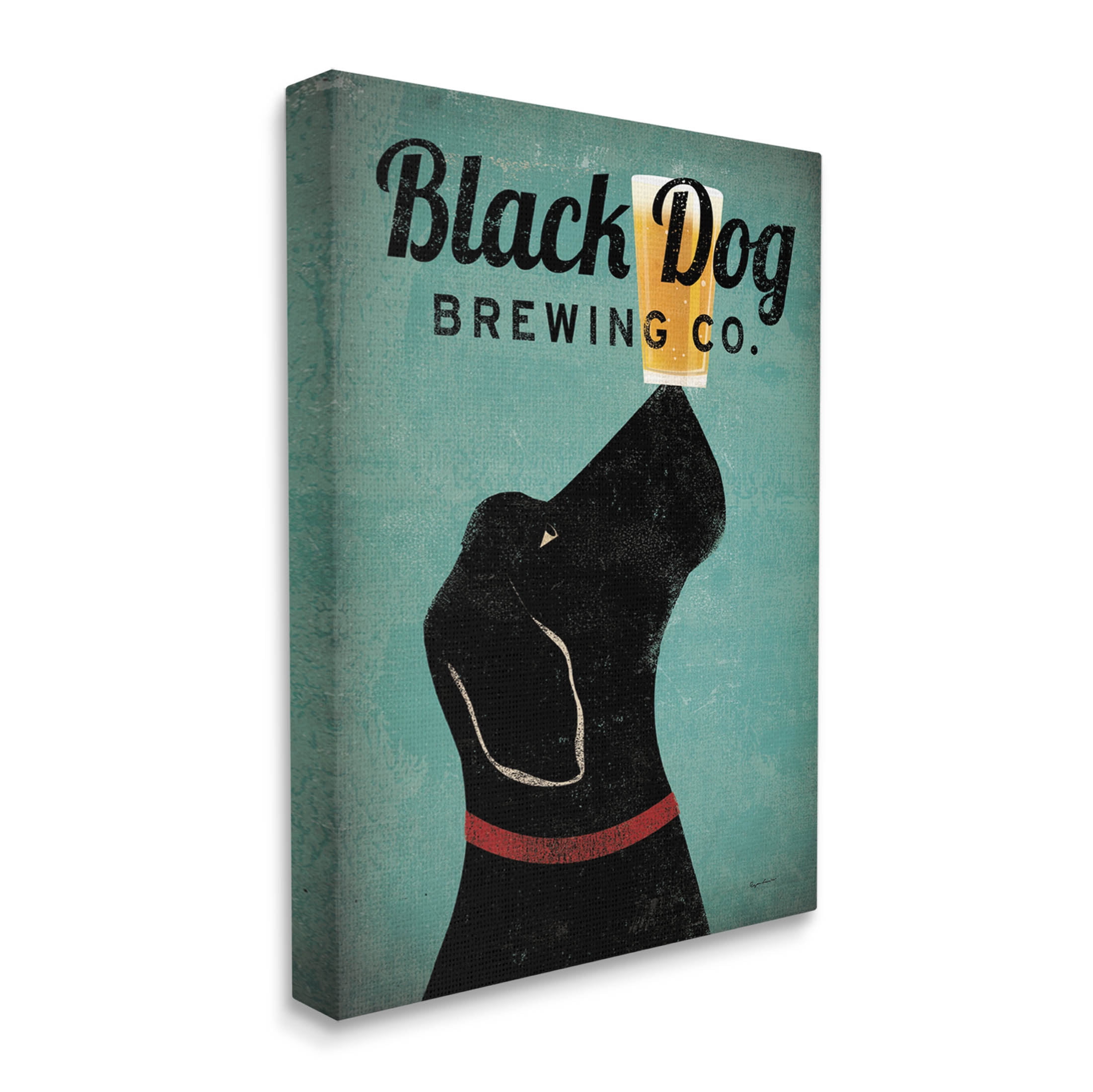 Stupell Industries Black Dog Brewing Antique Beer Sign Graphic Art Gallery Wrapped Canvas Print Wall Art, Design by Ryan Fowler