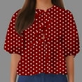 thumbnail image 2 of yillto Womens Top 3/4 Puff Sleeve Tie Bow Casual Going out Fashion Polka Dot Blouse Summer Trendy Tops, 2 of 5