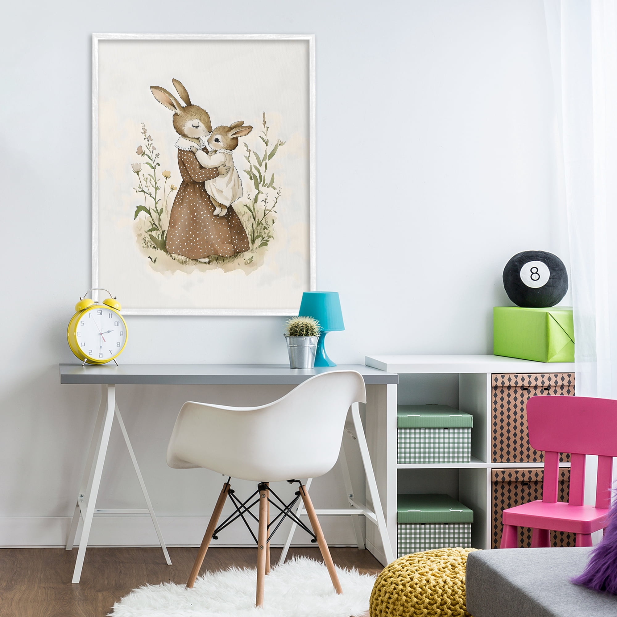 Stupell Industries A Mother's Love Rabbits White Framed Giclee Art, design by Arlington Prints