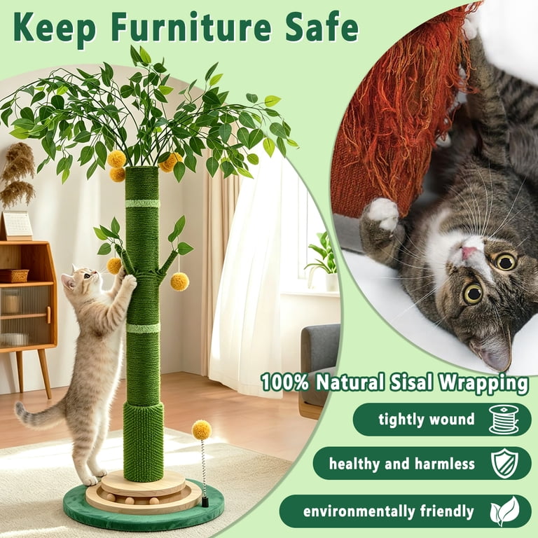 Zalalova 53" Extra Tall Cat Scratching Post with Interactive Toys photo 7
