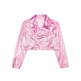 thumbnail image 3 of SiiRoh Girls Boys Metallic Motorcycle PU Jacket Zip Up Moto Biker Coat Outwear Dancewear Streetwear Pink 14, 3 of 5