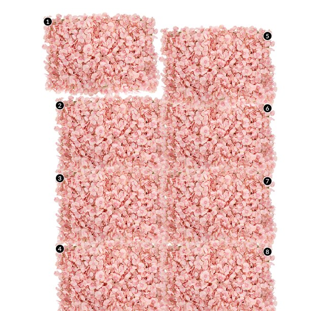 Koyal Wholesale Silk Hydrangea Flowers Wall Panels, Pink Color, Bulk of
