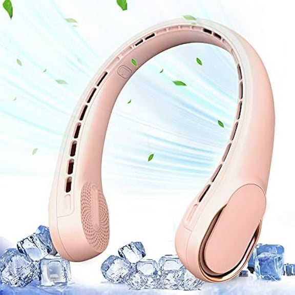 FU1999Portable Neck Fan, Neck Fans for Women, 4000 mAh Rechargeable Personal Fan,360° Hands Free Bladeless Fan, 3 Speeds Adjustable, Faster Cooling, Super Quiet, Suitable for Home, Office, Travel