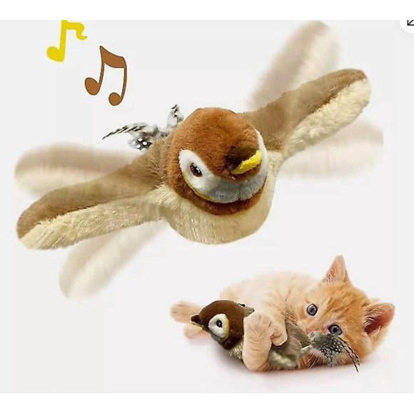Electronic Interactive Flying Bird Cat Toy Hanging Pet Fluttering Wings Sparrow Great Gift