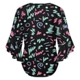 thumbnail image 6 of Minimal Memphis 80S Style Pattern Women's V-Neck Blouse With 3/4 Ruffled Bell Sleeves Casual Top Ladies Blouses, 6 of 7
