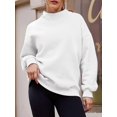 thumbnail image 6 of Womens Oversized Sweatshirts Highneck Pullover Long Sleeve Hoodies Tops Fall Fashion Outfits Clothes White L, 6 of 8