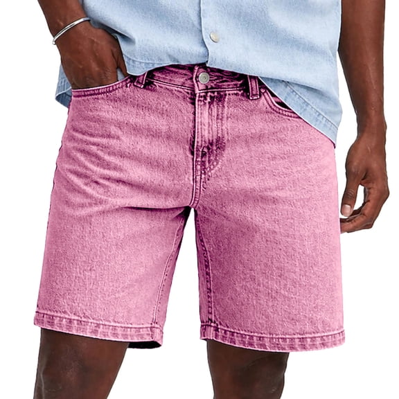 Straight-Fit Jean Shorts for Men - Men's Classic Denim Shorts Casual Summer Chino Short Jeans Breathable Lightweight Denim Half Pants with Pockets Holiday Travel Everyday Wear