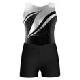 thumbnail image 5 of Miutii Kids Girls Sparkly Metallic Sleeveless Ballet Gymnastics Leotard Unitard Biketard with Shorts Swimwear A Black 8, 5 of 7