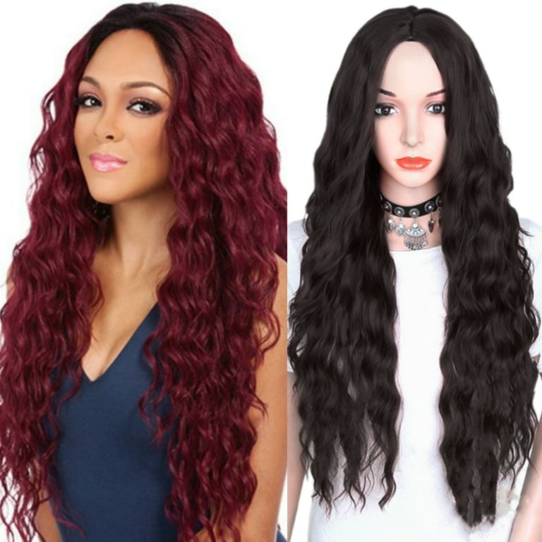 Cheers US Long Deep Wave Wig Synthetic Curly Wigs Fake Scalp Curly