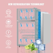 3.5 Cu.ft Compact Refrigerator WANAI Dual Doors Handles Mini Fridge with Top Freezer Blue New