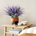 thumbnail image 7 of ZOELNIC Artificial Fake Grass, 4pcs Outdoor Faux Grasses Plastic Plants Greenery UV Resistant for Outside Home Windowbox Garden Office Patio Hanging Planter Front Porch Décor (Light Purple), 7 of 7