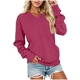 thumbnail image 2 of Stamzod Womens Sweatshirt Fall Fashion V-Neck Pullover Long Sleeve Top Casual Drop Shoulder Sweatshirts for Women Hot Pink D M, 2 of 6