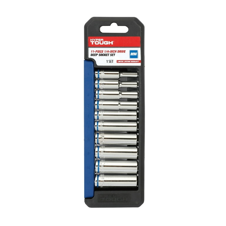 Hyper Tough 11-Piece 1/4-in mm, Deep Drive Socket Set - Walmart.com