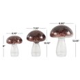 thumbnail image 4 of 12", 10", 8"H Red Glass Textured Mushroom Sculpture with Clear Stems, by DecMode (3 Count), 4 of 12