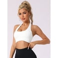 thumbnail image 4 of DARING DIVA Halter Backless Ribbed Bras Fitness Underwear S White, 4 of 6