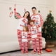 thumbnail image 1 of Conjunto de pijama de dos piezas con estampado de retazos de rayas rojas y blancas y traje familiar con muñeco de nieve y ciervo navideño, 1 of 5