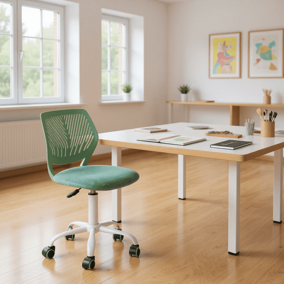 Homy Casa Adjustable Height Art Stool with 360° Swivel, Ergonomic Design and Quiet Casters for Art Classroom, Creative Workshop and Student Desk