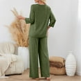 thumbnail image 4 of Wutalume Women's Cozy Home Wear 2-Piece Pajama Set, Comfortable Top and Relaxed Fit Pants, Soft Loungewear Outfit,Army Green L, 4 of 6