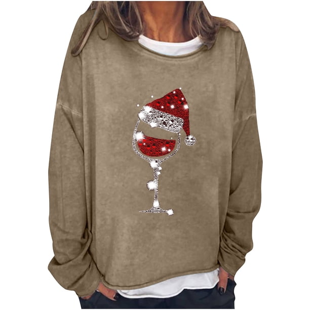 Sudaderas de Cuello Redondo de Navidad Para Mujer Primavera Otoño Manga Larga Impreso Suéter Top Odeerbi ODB193684