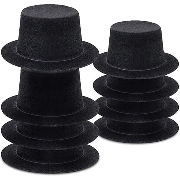 8 Pieces Snowman Hats for Crafts Mini Top Hats Felt Top Hats Small Black Craft Top Hats for Christmas Party Snowman Doll Craft Decor