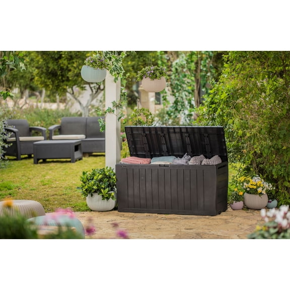 Keter Arden 71 Gallon Durable Resin Outdoor Deck Box Storage Organization, Brown