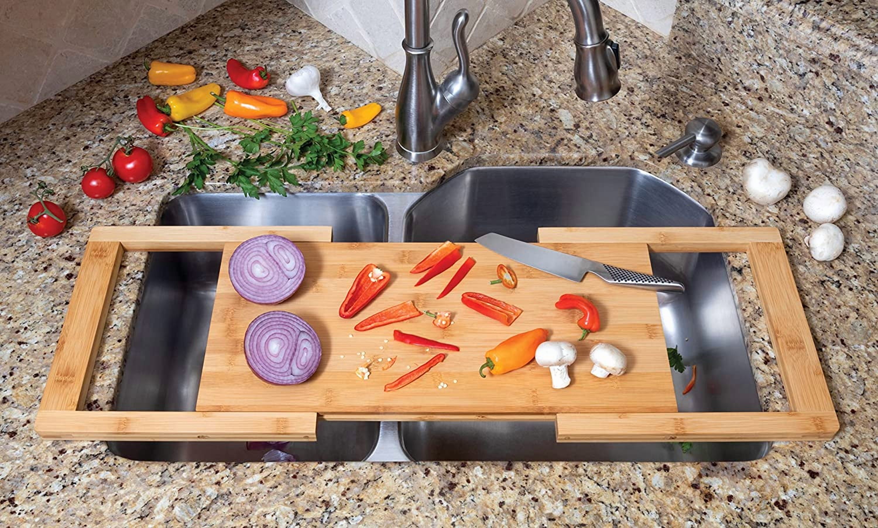 Lipper International Bamboo Over-the-Sink Expandable Cutting Board, 34" x 11 1/2"
