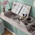 thumbnail image 6 of Nara Indoor Multi-Storage Wood Coastal White Wall Mounted Makeup Vanity with Flip-Top Mirror for Bedroom, 6 of 14