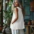 thumbnail image 7 of Flowy Tank Tops for Women Loose Cotton Linen Sleeveless Crew Neck Tops Dressy Causal Bussniess Beach Tunics with Pockets, 7 of 7