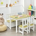 thumbnail image 2 of Costway 4 PCS Kids Wooden Activity Table & Chairs Set with Storage Bench Study Desk Natural, 2 of 10