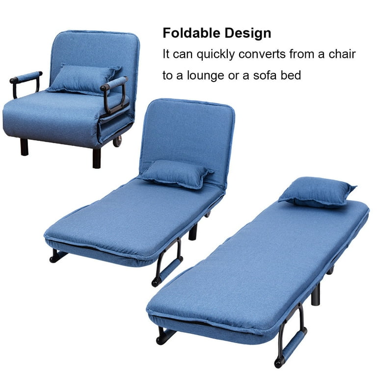 Costway Folding Sofa Bed Sleeper Convertible Armchair Leisure Chaise Lounge Couch Blue