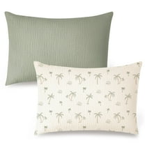 Toddler Pillowcase for 13x18 Pillow, 2 Pack 100% Cotton Toddler Pillow Case for Kids（Tree,Fog Green）