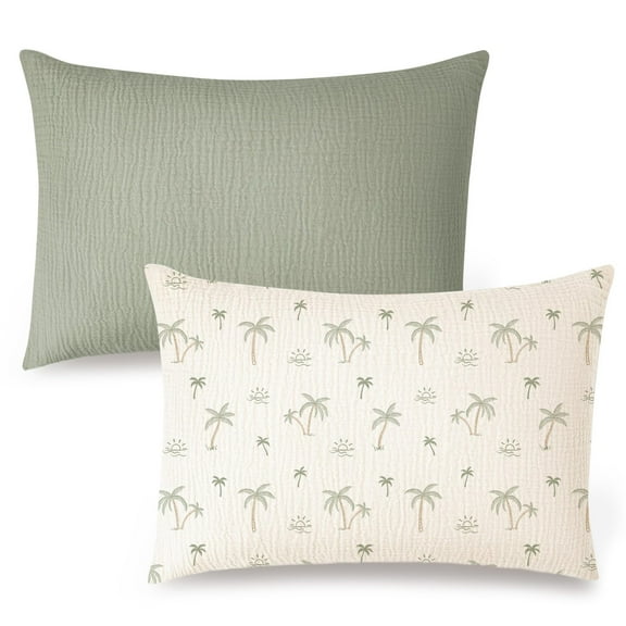 Toddler Pillowcase for 13x18 Pillow, 2 Pack 100% Cotton Toddler Pillow Case for Kids（Tree,Fog Green）