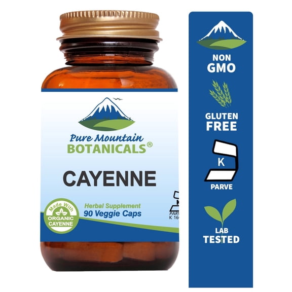 Cayenne Pepper Capsules - 500mg Organic Cayenne Pepper Supplement with Capsaicin - 40000-60000 HU - 90 Kosher Vegan Caps
