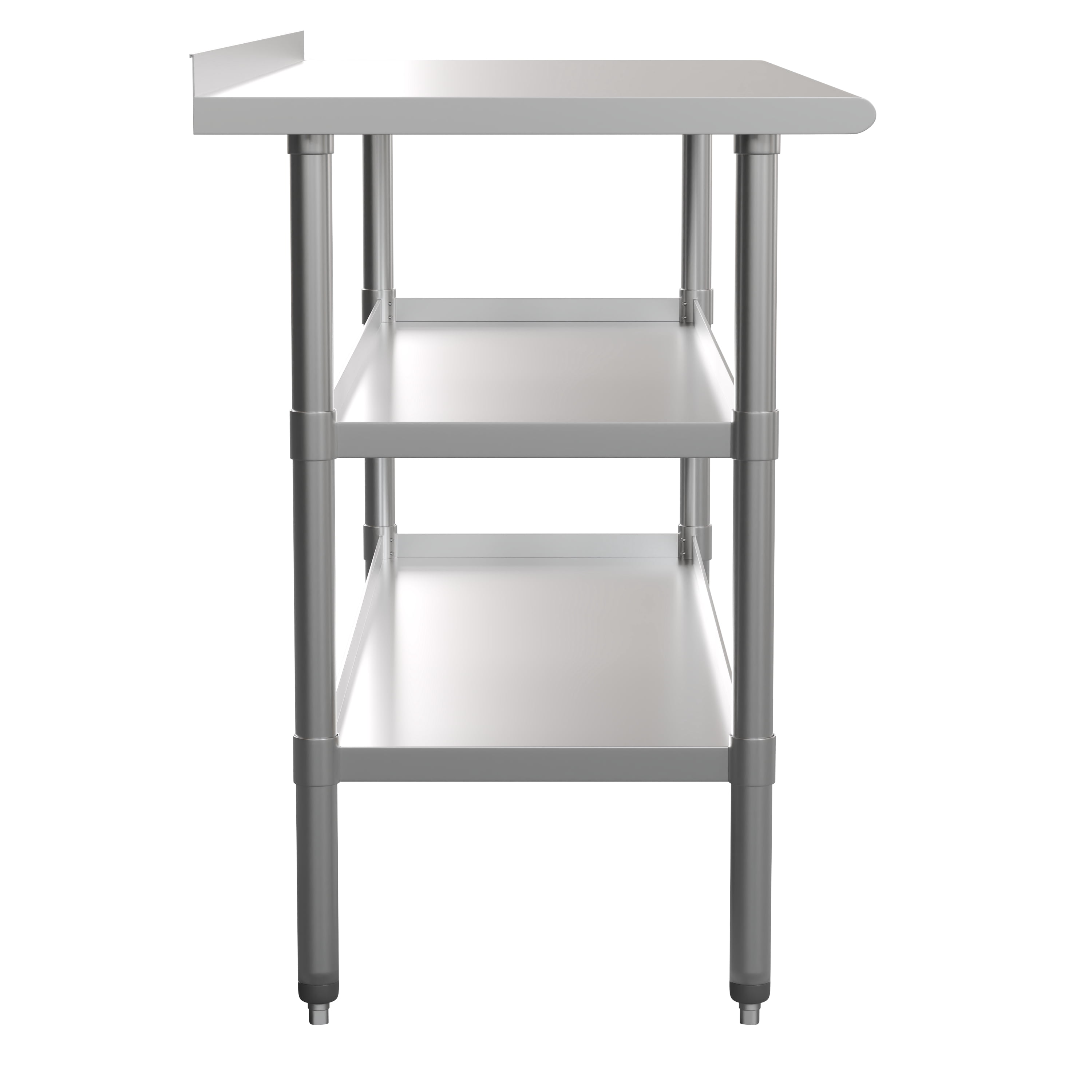 Emma + Oliver NSF Certified Stainless Steel 18 Gauge Work Table with 1.5" Backsplash and Undershelves - 60"W x 24"D x 36"H