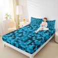 thumbnail image 4 of Feelyou Pixelated Blocks Miners Bed Sheets, Blue Abstract Kids King Sheets, 4-Piece, 4 of 7