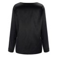 thumbnail image 3 of YEJIMAN Black Plus Size Tunic Tops, Polyester T-Shirts For Women, Women's Temperament Solid Color V-Neck Shirt Satin Silky Soft Casual Top, 3 of 9