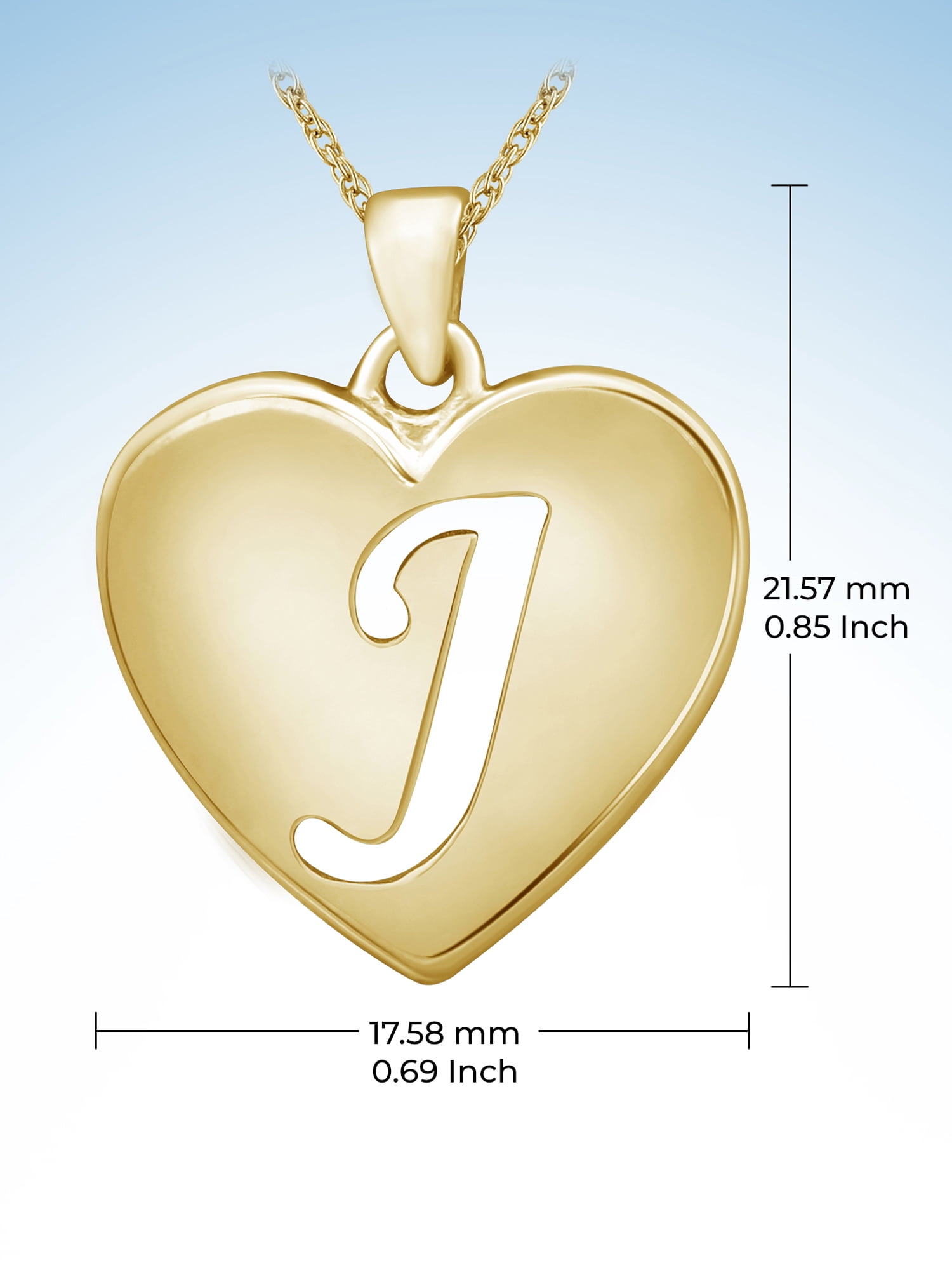 JewelersClub Initial Letter Pendant for Women|Customizable 14K Gold over Silver J Alphabet Monogram Necklaces for Girls|Cursive Script Capital Letters|Personalized Jewelry Gift for Her