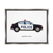 Stupell Police Car Vehicle Educational Transportation Painting Gray Floater Framed Art Print Wall Art