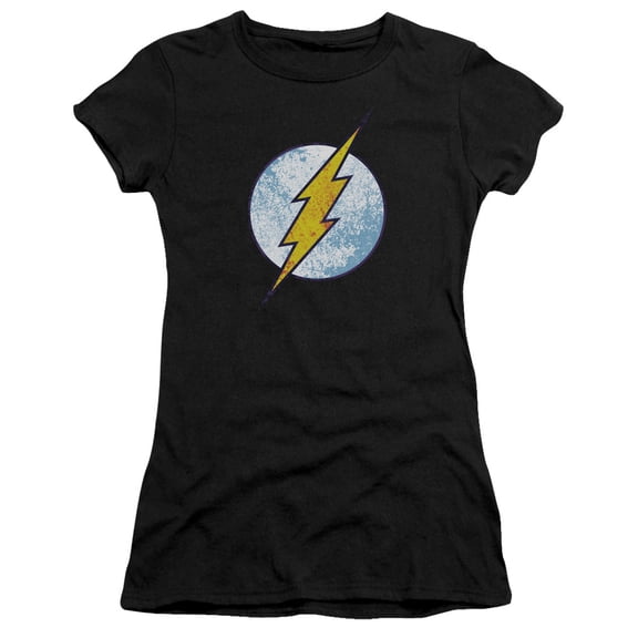 Dc Flash - Flash Neon Distress Logo - Juniors Teen Girls Cap Sleeve Shirt - X-Large