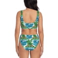 thumbnail image 3 of Wukai Hawaii Palms Women's Bikini Set Two Piece,wimsuit High Waisted V Neck Twist Front Adjustable Spaghetti Straps Bathing Suit-X-Large, 3 of 7