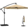thumbnail image 1 of Outsunny 9.7 ft Offset Patio Umbrella with Fillable Weights, Khaki, 1 of 10