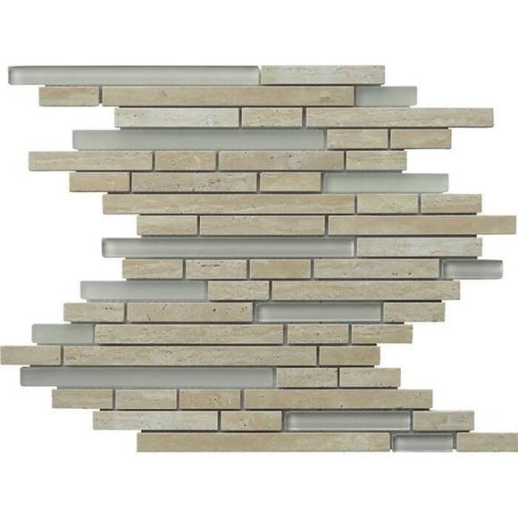 Intrend Tile NS022-E Pierre Travertin Éternité Verre Linéaire Mélange