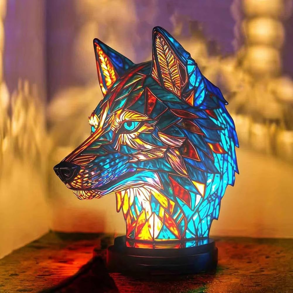 Colorful Strange Animal Series Night Light, Retro Stained Resin Tabletop Lamps for Desktop Decoration and Christmas Gifts