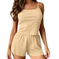 thumbnail image 2 of LIZUOJUN Pajamas For Women Set Camisole Tops 2 Piece Sleepwear Summer Shorts Solid Color Ribbed Knit Soft Stretchy Breathable Lightweight Loungewear Home Pajamas - L, 2 of 5