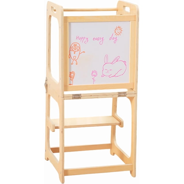 Torre de Aprendizaje Montessori 3 en 1 Bluelander, Taburete Auxiliar, Escalón de Madera