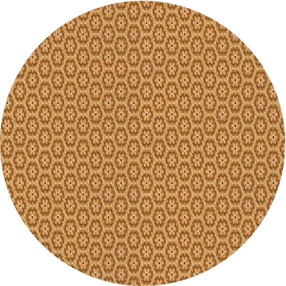 Ahgly Company Indoor Round Patterned Beer Orange Area Rugs, 6' Round