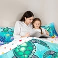thumbnail image 5 of Homewish Cute Sea Turtle Bedding Comforter Set for Kids, Cartoon Ocean Jellyfish Twin Comforter Sets, Dreamy Underwater World Reversible Bedding Set, Luxury Bedroom Decor, 2 Pieces, 5 of 8